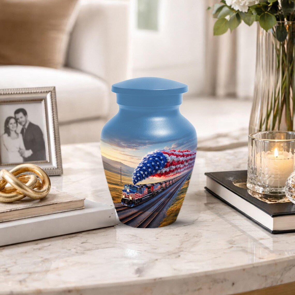 Train Urn For Human Ashes - Patriotic Cremation Urns For Army Veterans