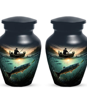 Fishing Urns For Dads Ashes - Fisherman Cremation Urn For Adult Male