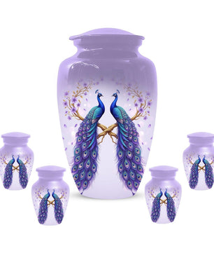 Peacock Companion Urn For Human Ashes - Extra Large Couple Urns For Husband and Wife