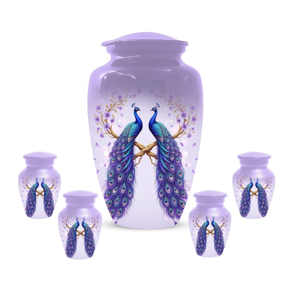 Peacock Companion Urn For Human Ashes - Extra Large Couple Urns For Husband and Wife