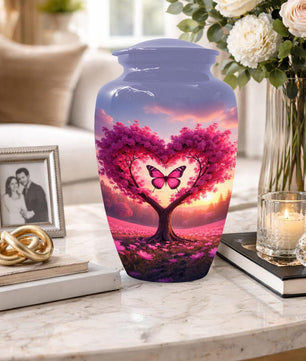 Pink Mini Butterfly Urn For Human Ashes - Tree Cremation Urns for Male & Female