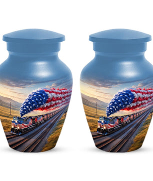 Train Urn For Human Ashes - Patriotic Cremation Urns For Army Veterans
