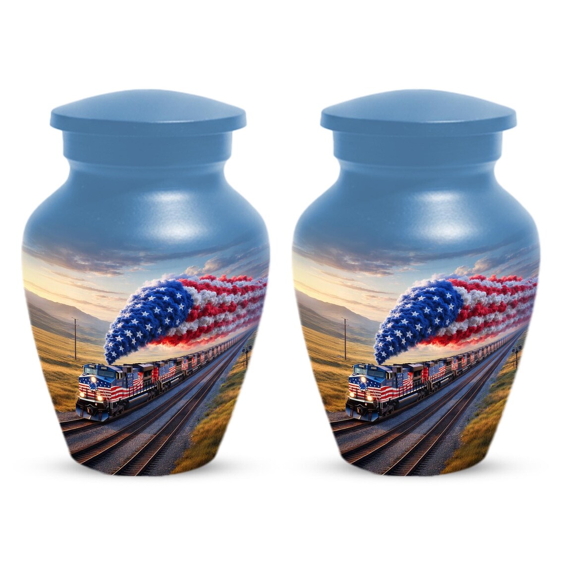 Train Urn For Human Ashes - Patriotic Cremation Urns For Army Veterans