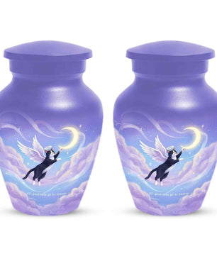 Black Cat Keepsake Kitty Urns - Purple Cremation Urn For Pet Ashes