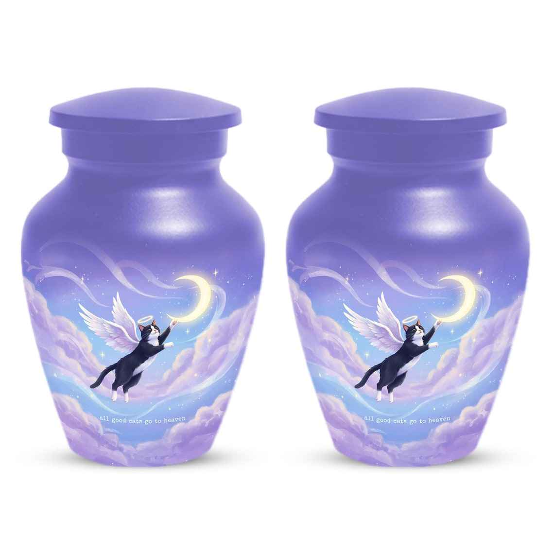 Black Cat Keepsake Kitty Urns - Purple Cremation Urn For Pet Ashes