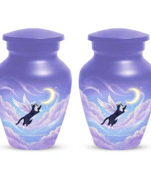 Black Cat Keepsake Kitty Urns - Purple Cremation Urn For Pet Ashes