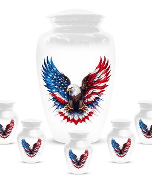 Patriotic Eagle Urn For Ashes Male - Military Small Urns For Army Veterans
