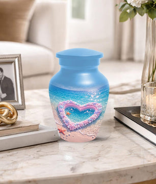 Beach Heart Urn For Human Ashes - Customized Ocean Urns For Men and Women