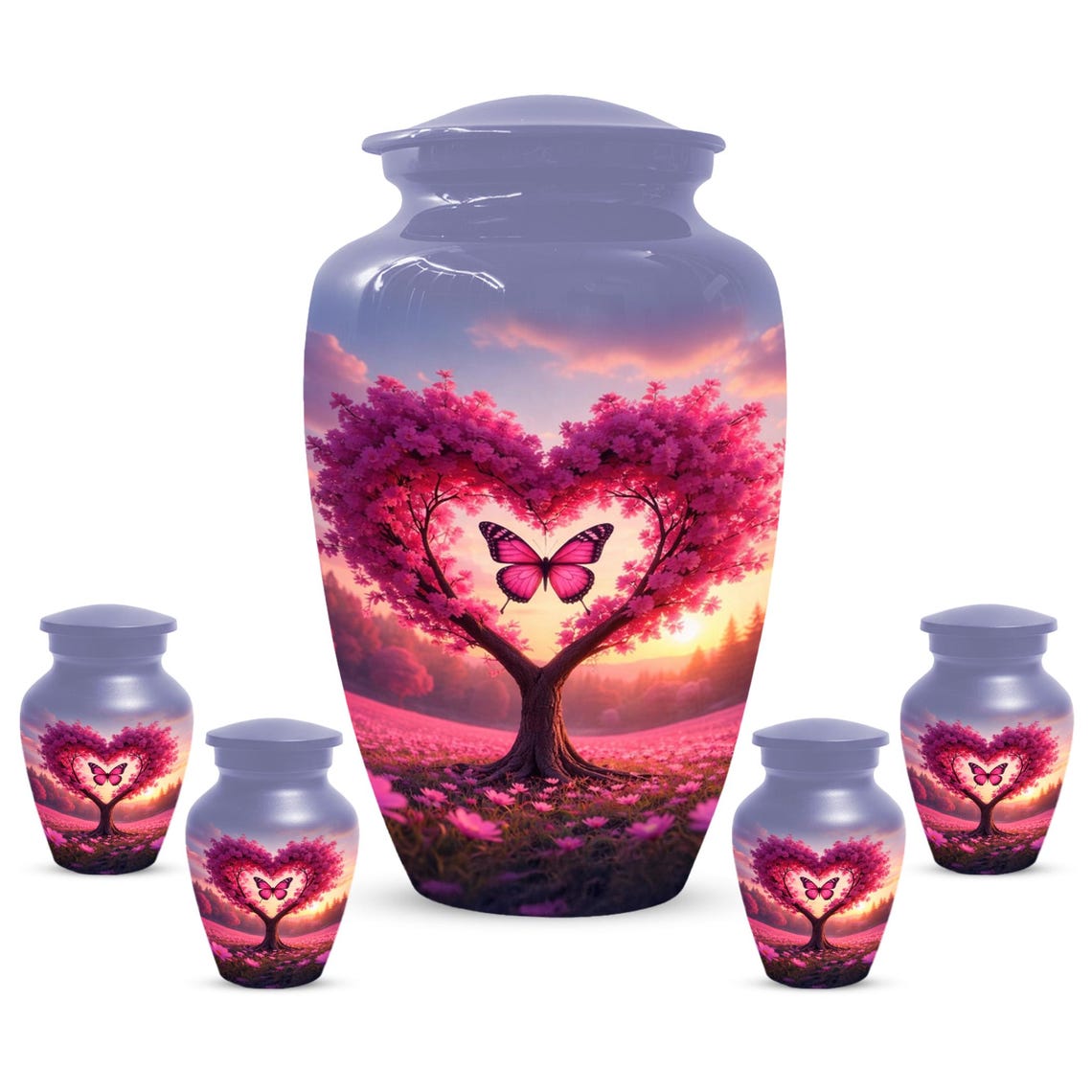 Pink Mini Butterfly Urn For Human Ashes - Tree Cremation Urns for Male & Female