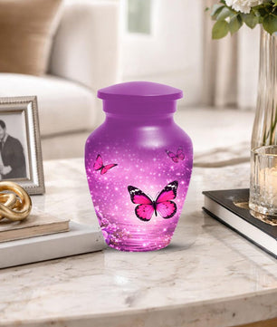 Pink Butterfly Urn For Women Ashes - Personalized Mini Urns For Adult Female
