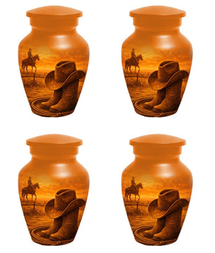Cowboy Boot Urn for Dad - Cowboys Hat Cremation Urns For Ashes Male
