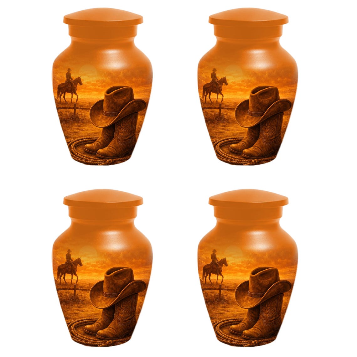 Cowboy Boot Urn for Dad - Cowboys Hat Cremation Urns For Ashes Male