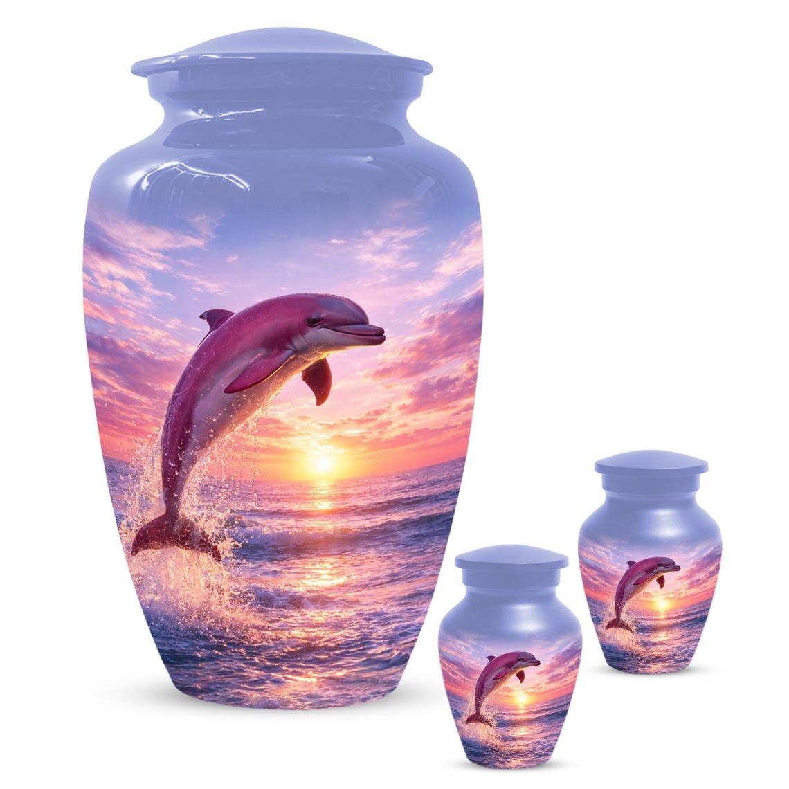 Pink Dolphin Urn For Ashes - Blue Ocean Cremation Urns For Adults