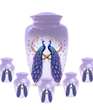Peacock Companion Urn For Human Ashes - Extra Large Couple Urns For Husband and Wife