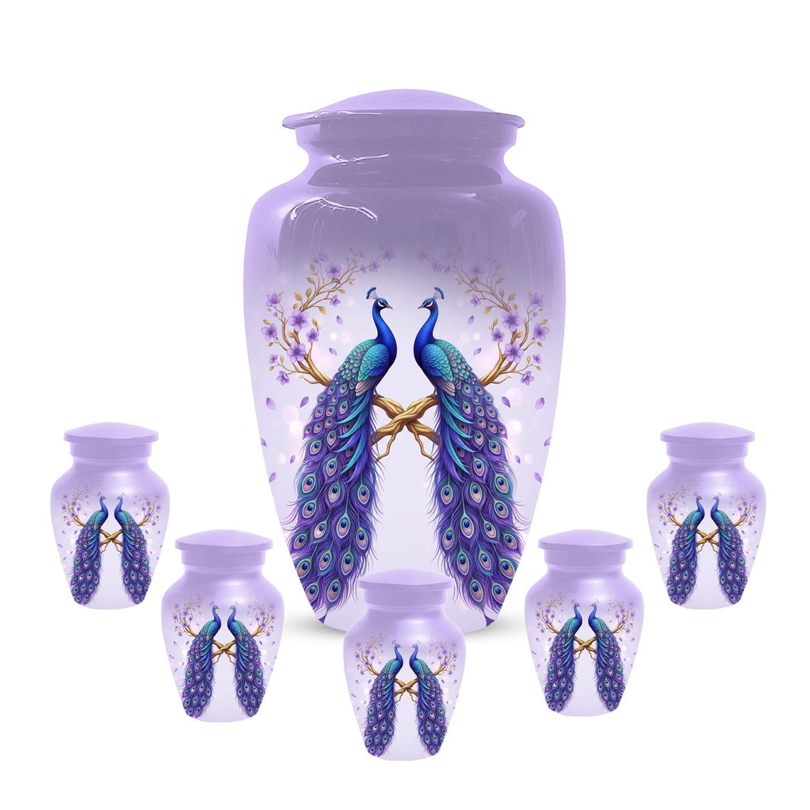 Peacock Companion Urn For Human Ashes - Extra Large Couple Urns For Husband and Wife