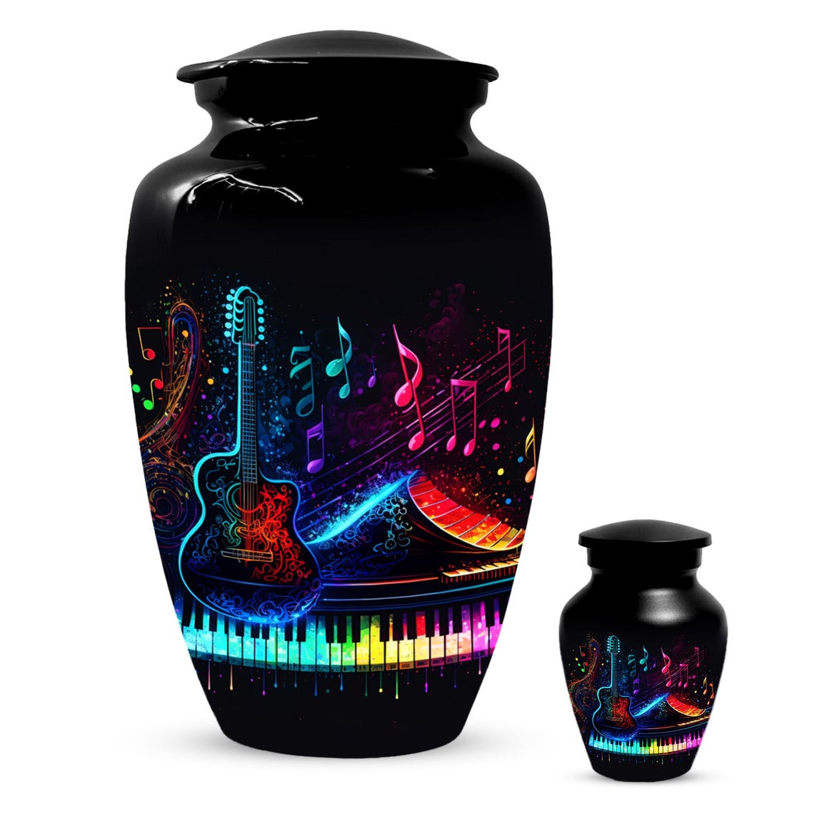 Guitar Music Note Urn For Ashes - Piano Cremation Urns For Male & Female