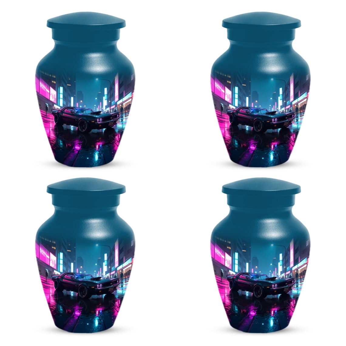 Muscle Car Urn For Human Ashes | Neon Automobile Small Keepsake Urns For Dad