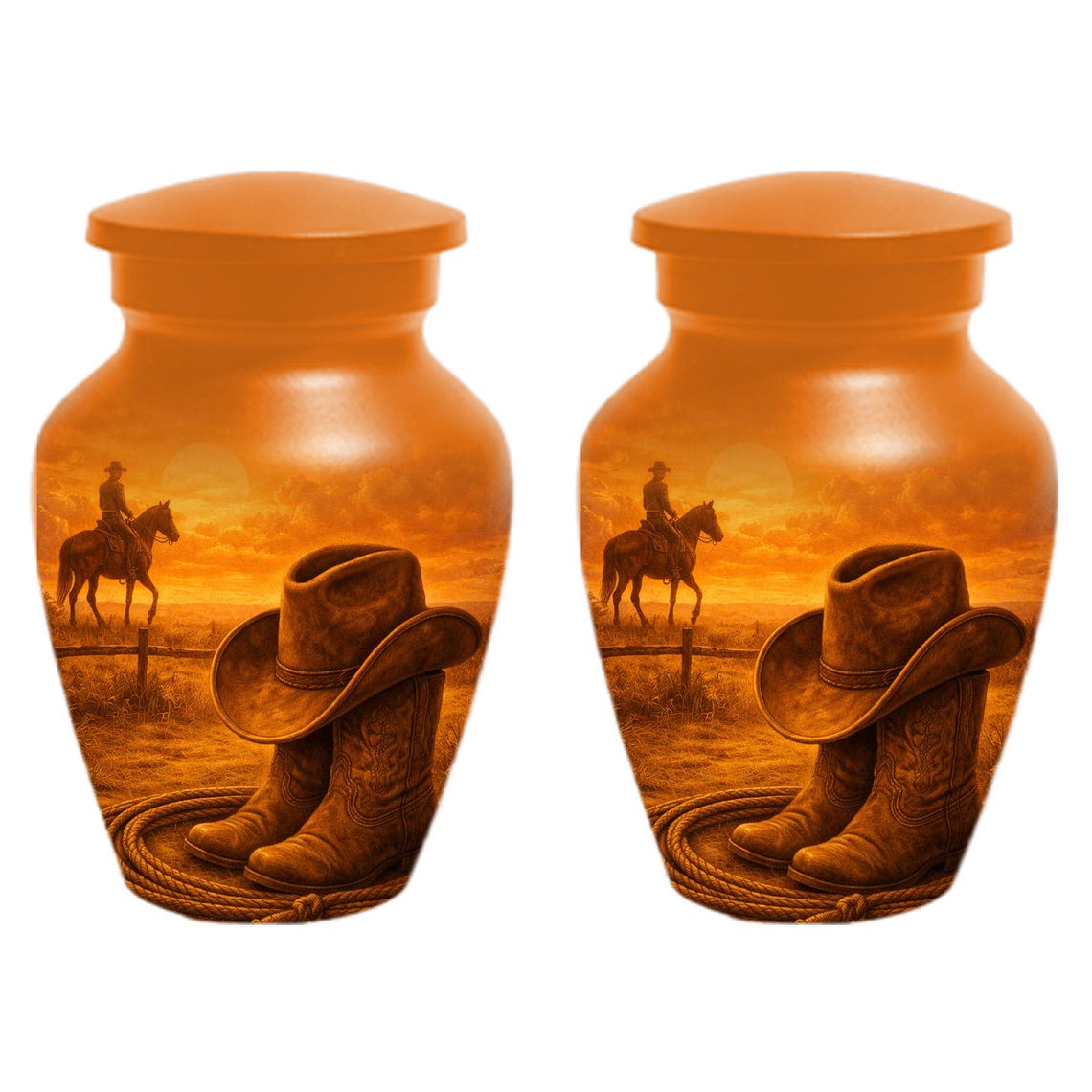 Cowboy Boot Urn for Dad - Cowboys Hat Cremation Urns For Ashes Male