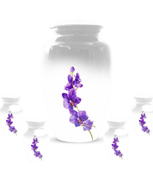 Puprle Orchid Urn For Human Ashes - Flower Mini Urns For Male and Female