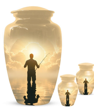 Gone Fishing in Heaven Urn for Dad | Fisherman Hunting Urns For Adult Male Men