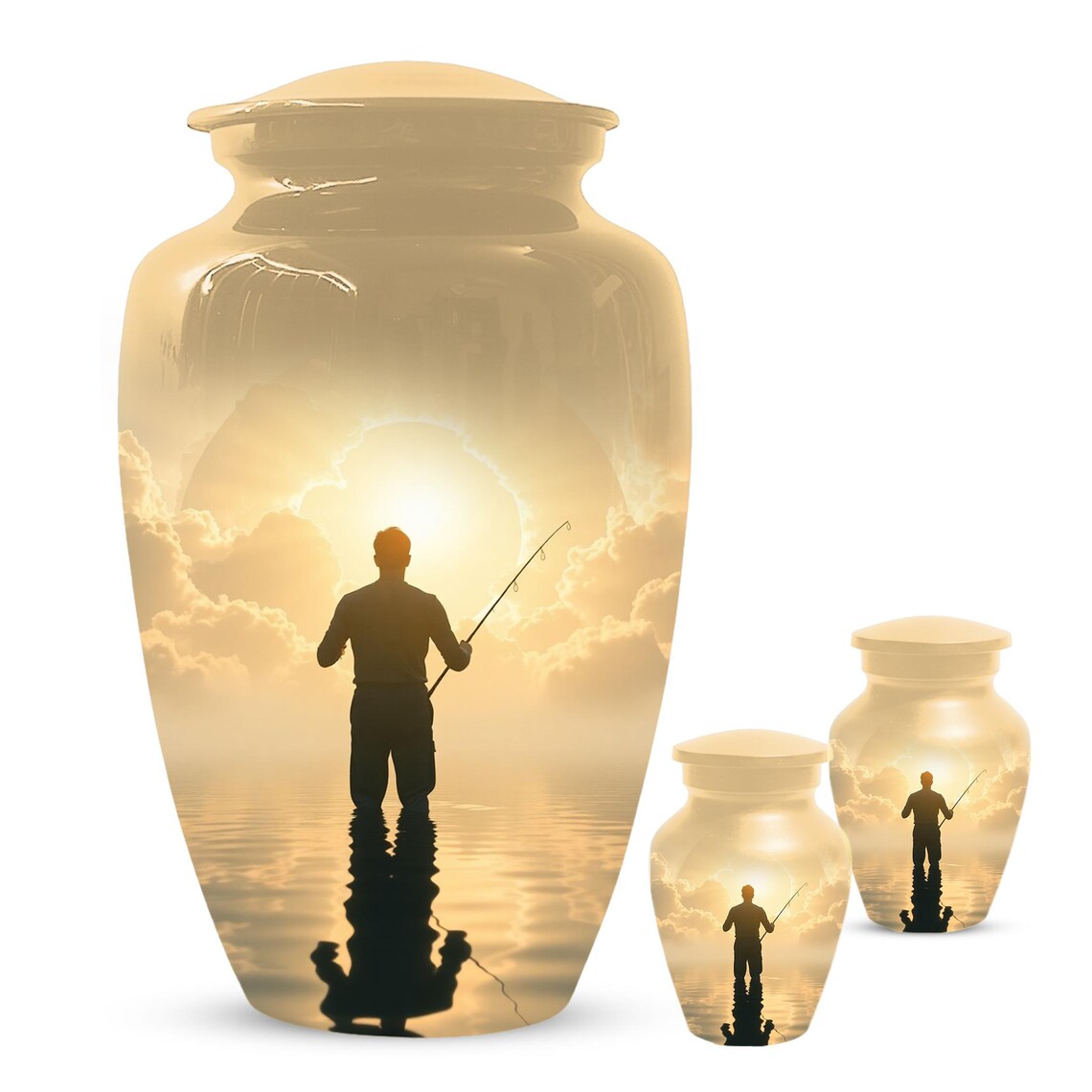 Gone Fishing in Heaven Urn for Dad | Fisherman Hunting Urns For Adult Male Men