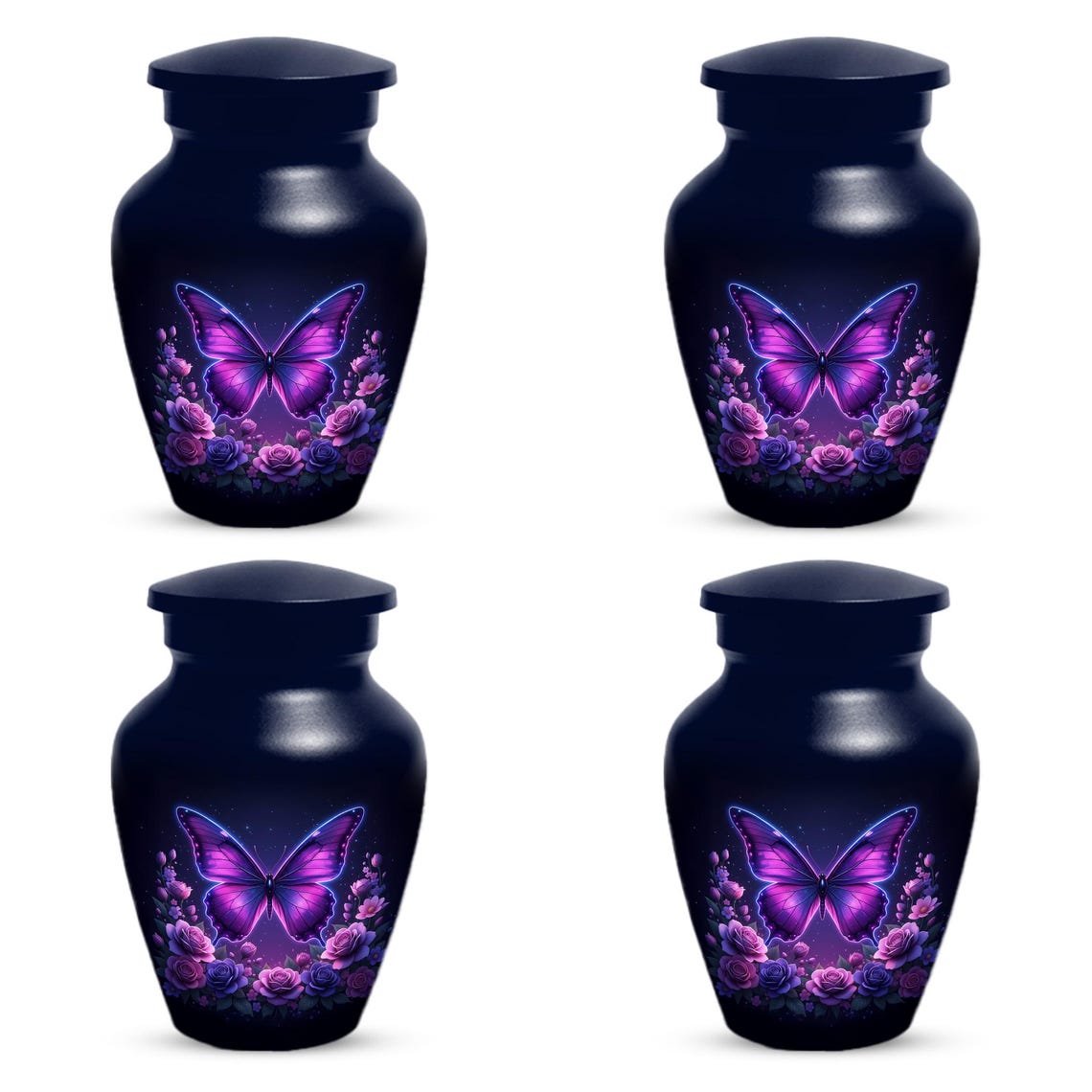 Purple Butterfly Urn For Female Ashes - Custom Floral Cremation Urns with Butterflies