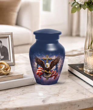 Flying Eagle Urn For Human Ashes - Celtic Cross Religious Cremation Urns For Dad