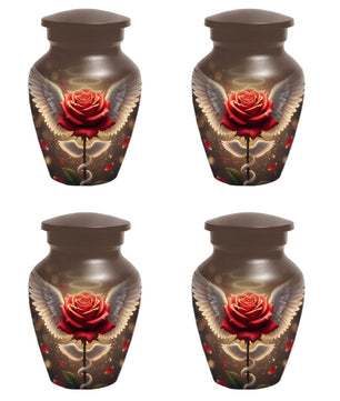 Red Rose Urn For Adult Female | Angel Wings Flower Urns For Human Ashes