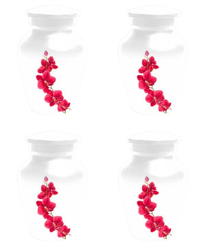 Red Orchid Urn For Ashes - Small Cremation Urns For Men & Women
