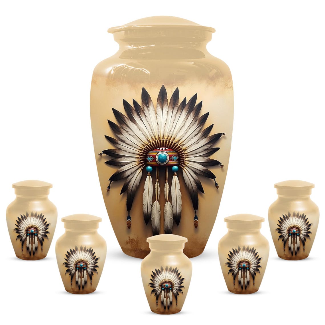 Native American Urns for Human Ashes | Western Memorial Mini Keepsake Urn for Adults