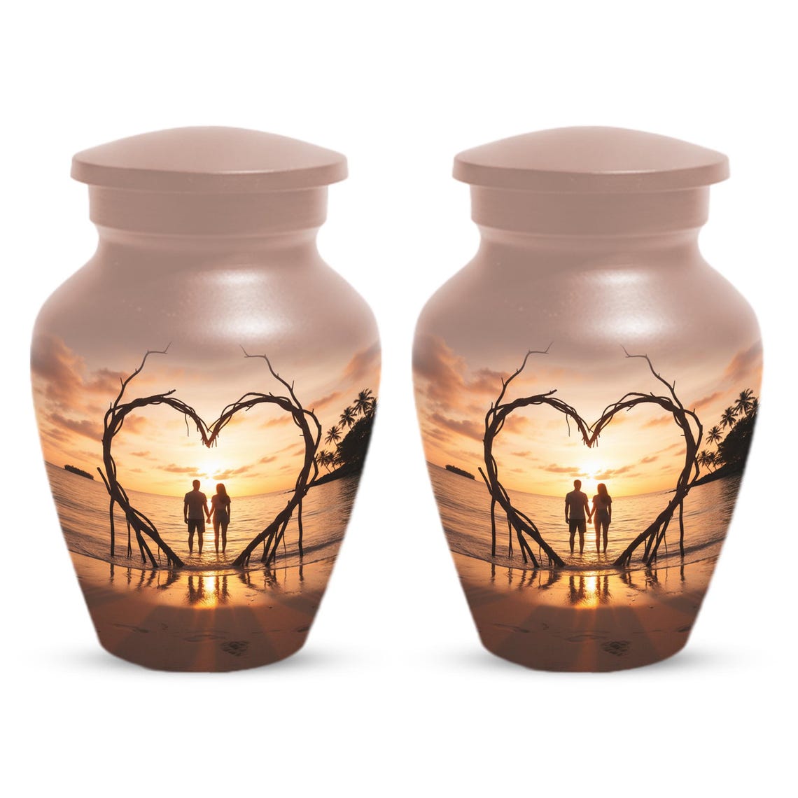 Sunset Beach Couple Urns For Ashes - Extra large Comapanion Urn For Mom and Dad