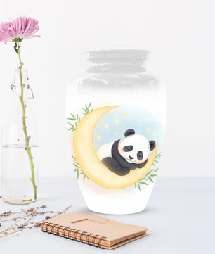 Panda Cremation Urns For Ashes | White Crescent Moon Urn For Male and Female