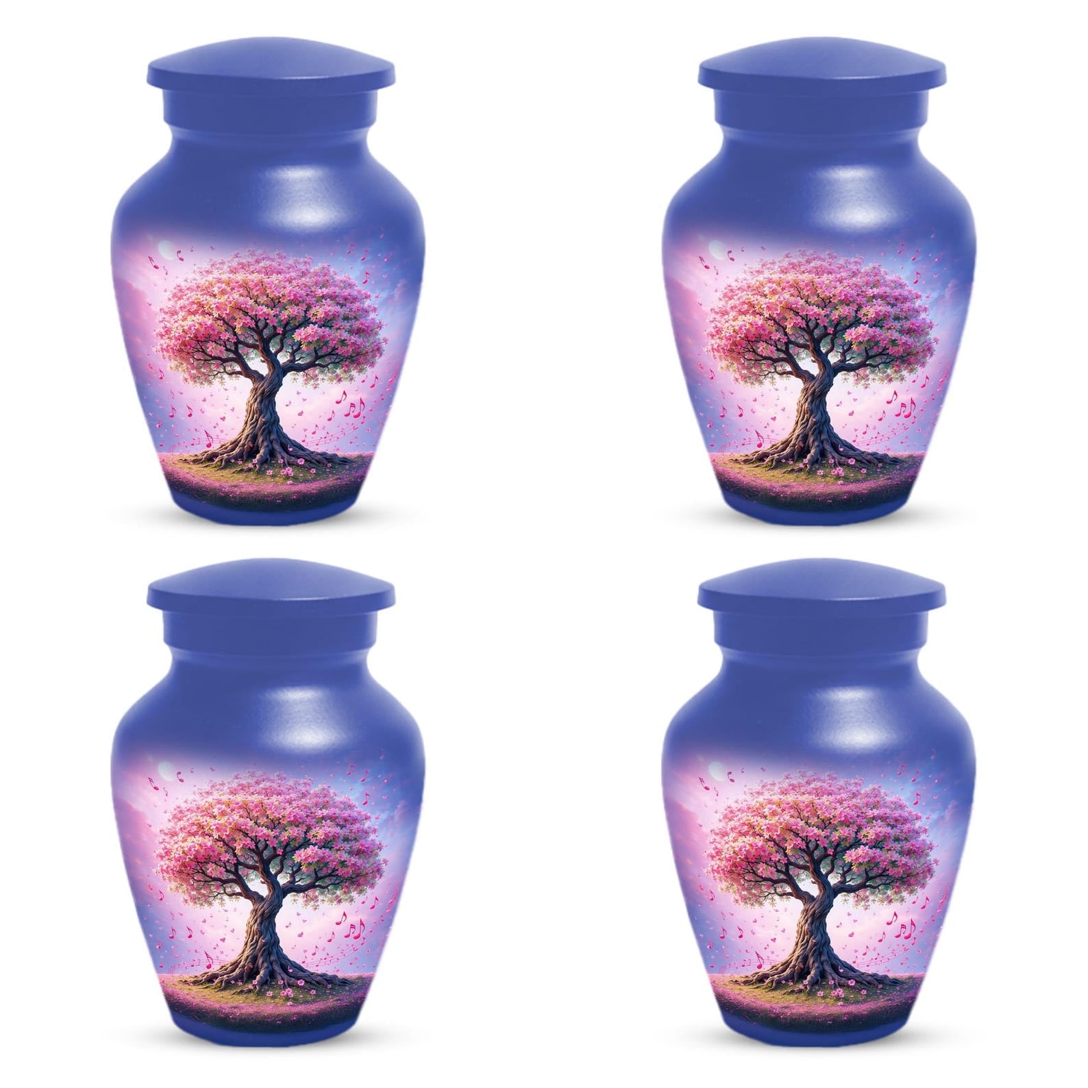 Floral Music Tree Urn For Human Ashes - Flower Custom Cremation Mini Keepsake Urns Set
