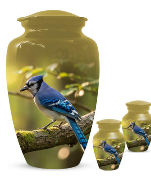 Blue Jay Urn For Ashes - Bird Cremation Keepsake Urns For Adults