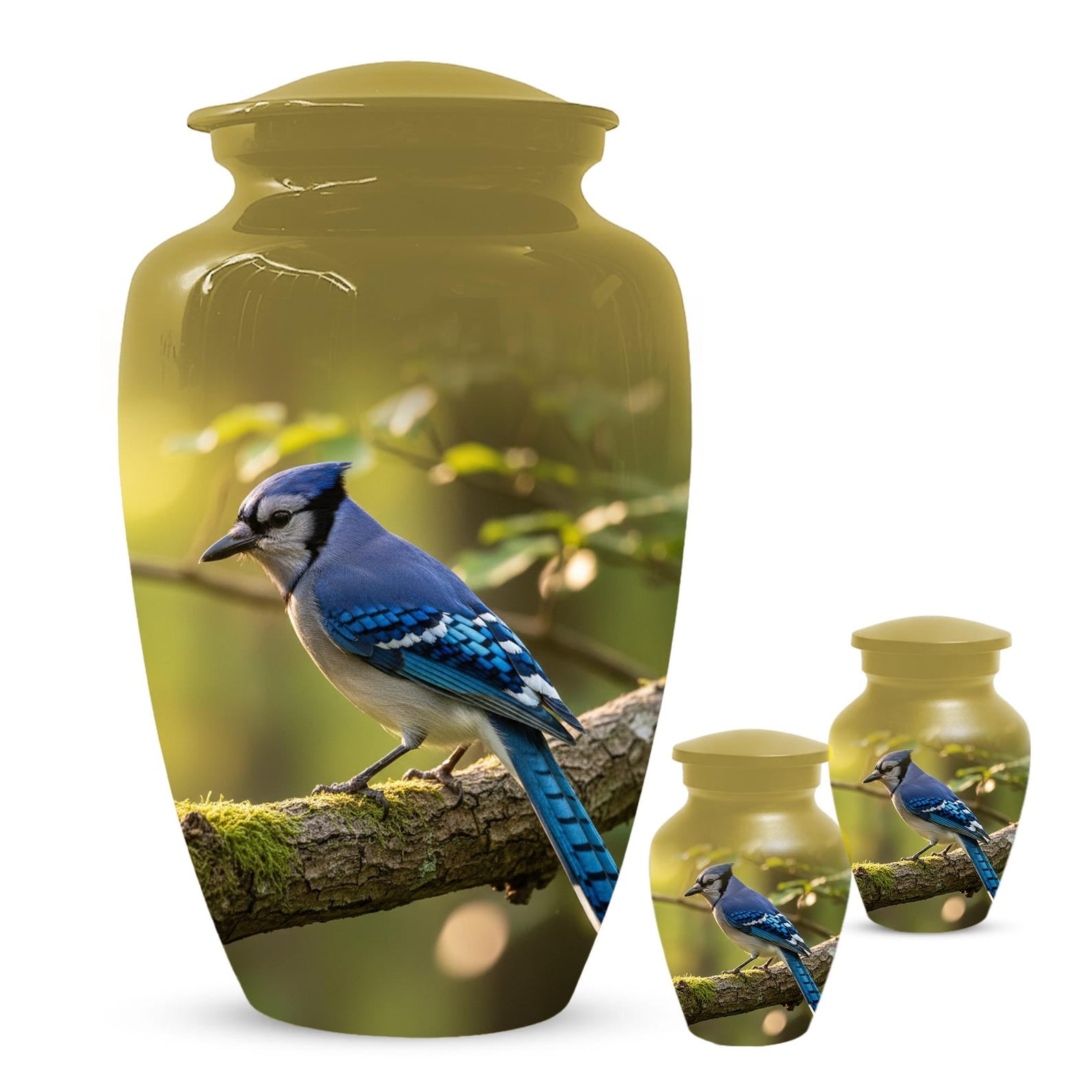 Blue Jay Urn For Ashes - Bird Cremation Keepsake Urns For Adults