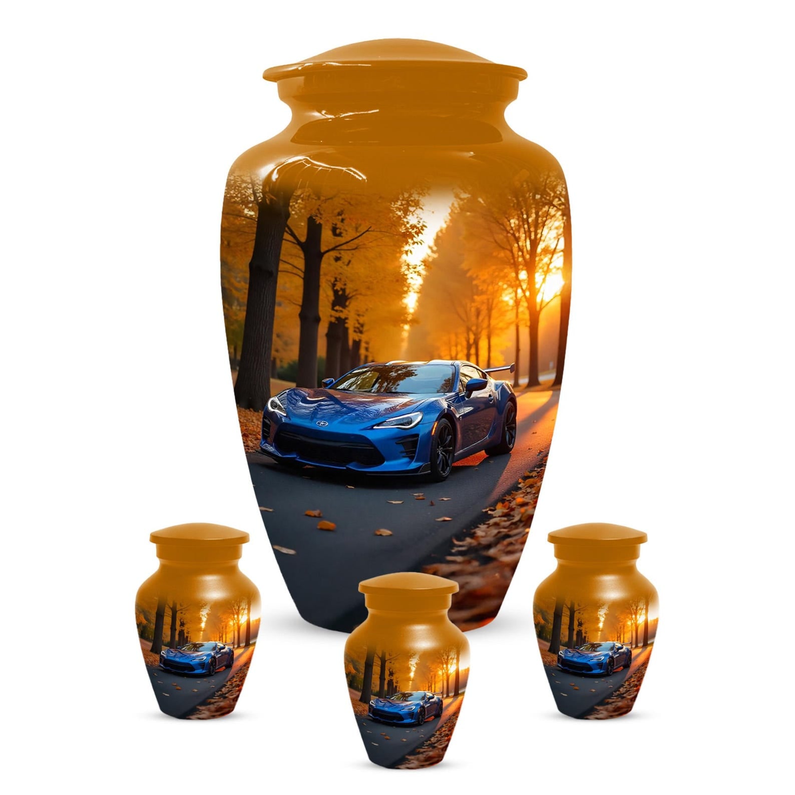 Blue Car Urns For Adults Human Ashes | Unique Keepsake Small Cremation Urn For Dad