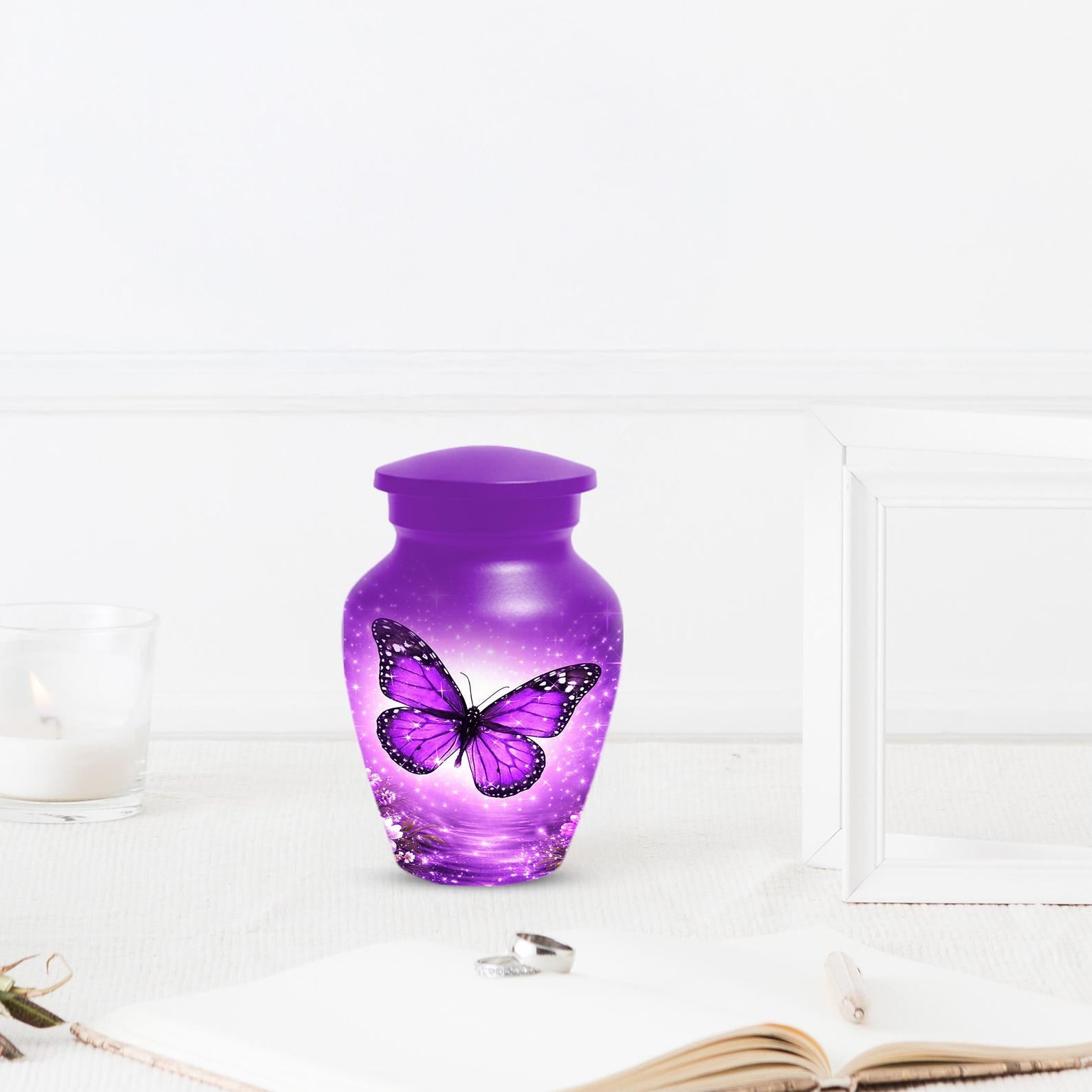 Purple Butterfly Urn For Mom - Cremation Urns For Women With Butterflies