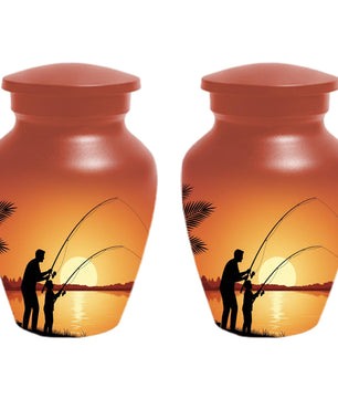 Father Son Fishing Memorial Urn For Dad | Fisherman Cremation Urns For Adult Male