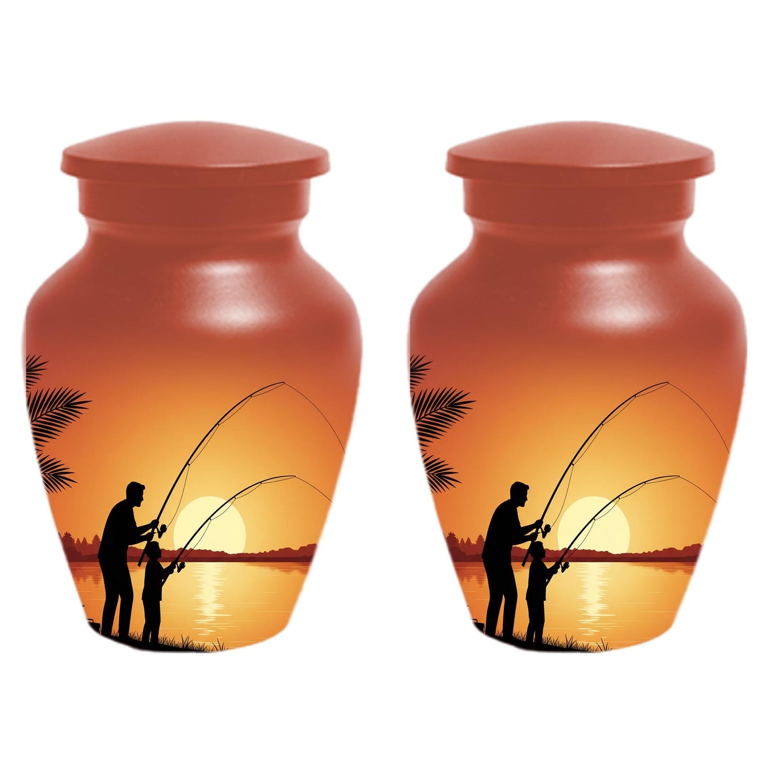 Father Son Fishing Memorial Urn For Dad | Fisherman Cremation Urns For Adult Male