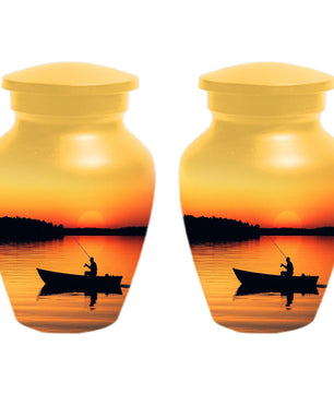 Sunset Fishing Urn for Human Ashes Male | Fisherman Cremation Urns For Dad