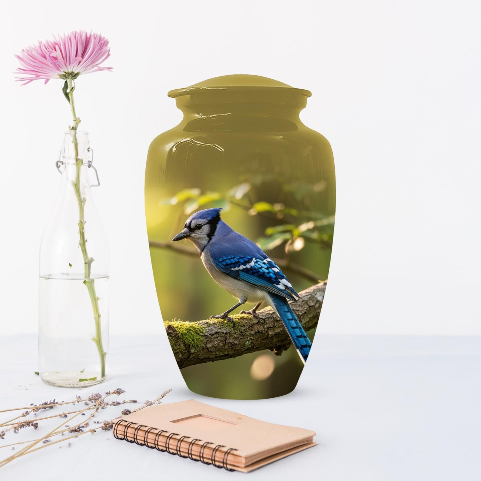 Blue Jay Urn For Ashes - Bird Cremation Keepsake Urns For Adults