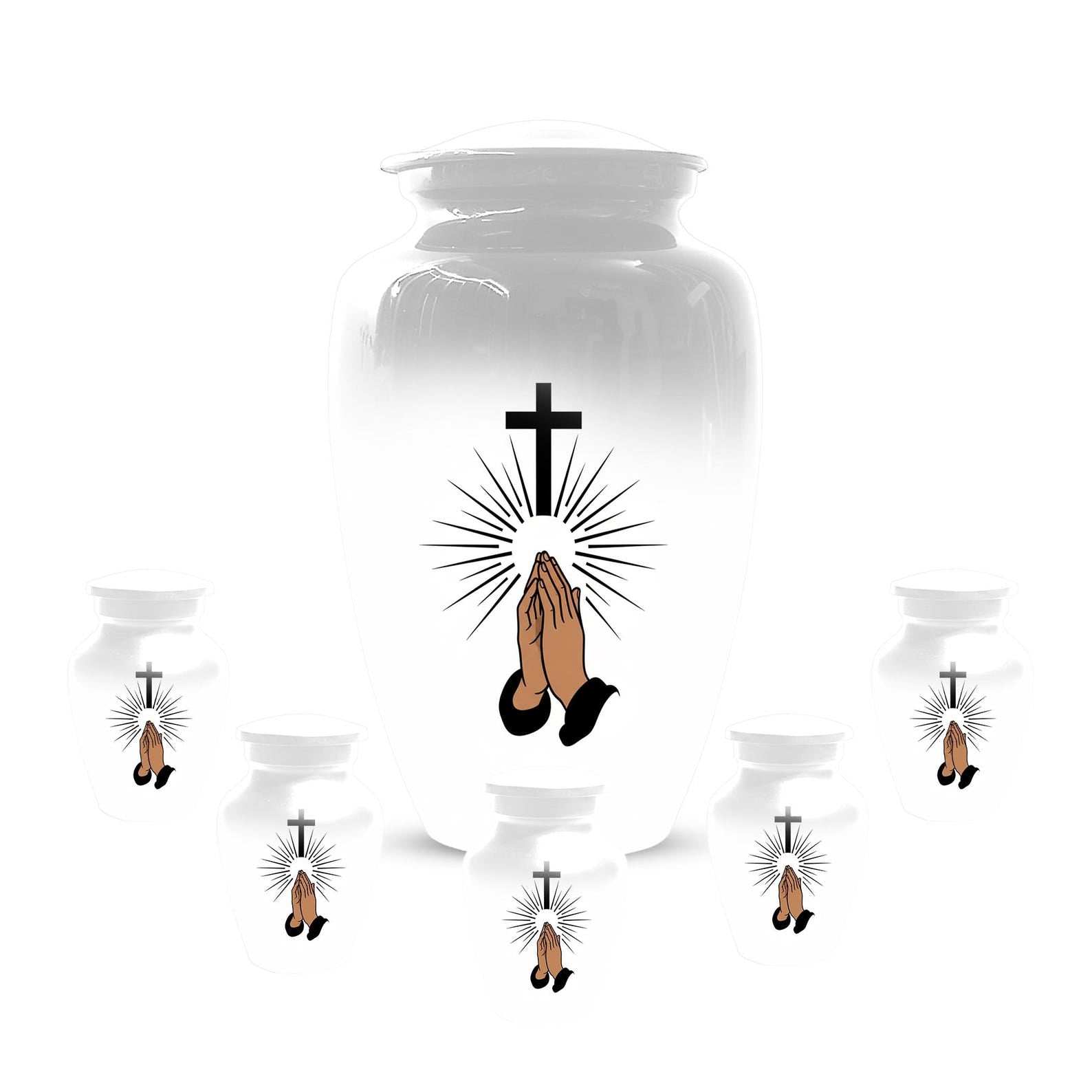Praying Hands Religious Urn - Cross Urns For Human Ashes Male & Female