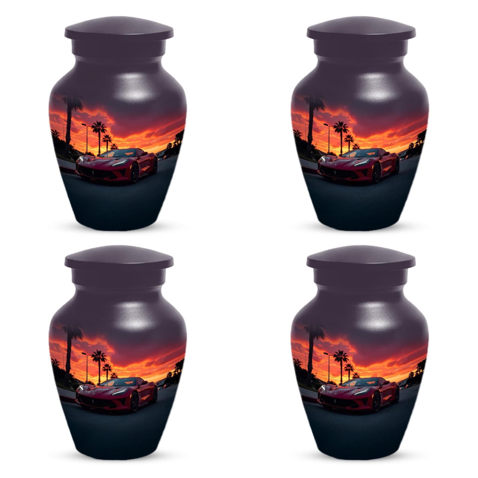 Red Car Cremation Urn For Human Ashes | Beach Sunset Urns For Male & Female