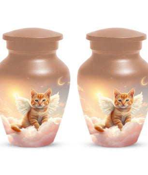 Orange Cat Cremation Urn For Ashes | Ginger Kitten Pet Small Keepsake Urns