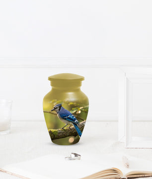 Blue Jay Urn For Ashes - Bird Cremation Keepsake Urns For Adults