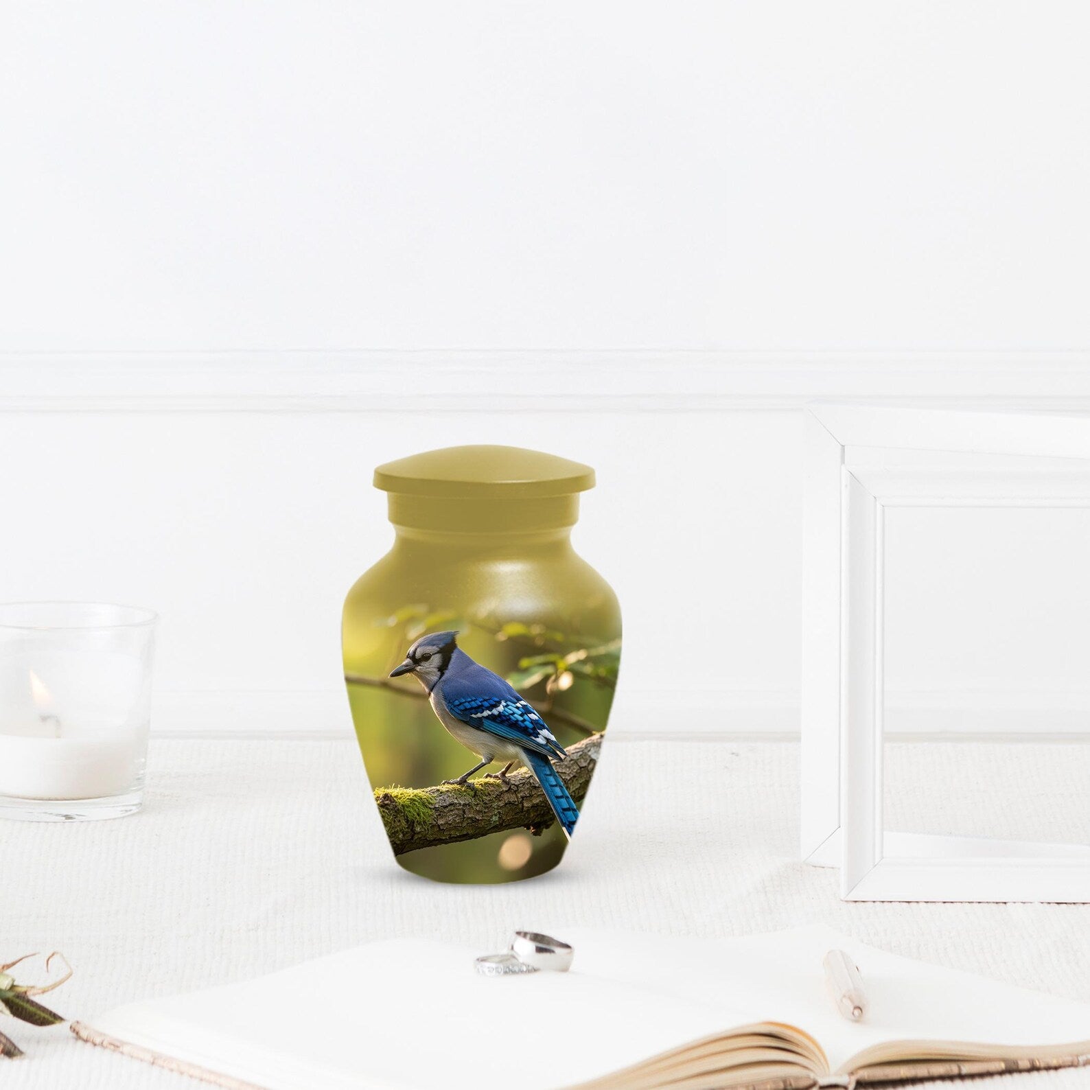 Blue Jay Urn For Ashes - Bird Cremation Keepsake Urns For Adults