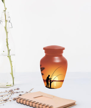 Father Son Fishing Memorial Urn For Dad | Fisherman Cremation Urns For Adult Male