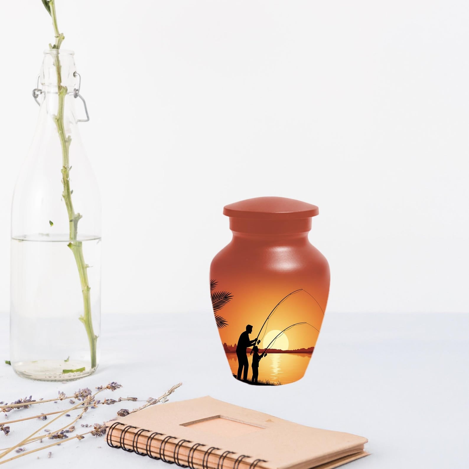 Father Son Fishing Memorial Urn For Dad | Fisherman Cremation Urns For Adult Male