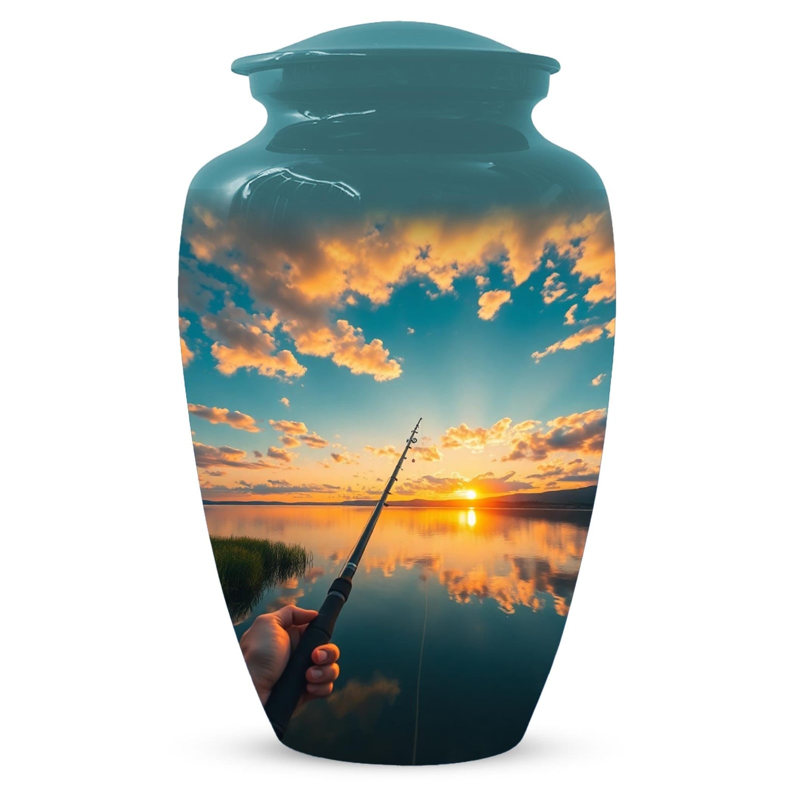 Fishing Hook Urn for Men | Fisherman Miniature Keepsake Urns For Dad Ashes