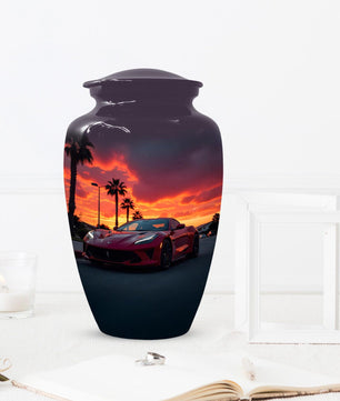 Red Car Cremation Urn For Human Ashes | Beach Sunset Urns For Male & Female